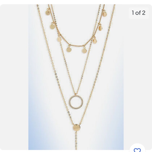 Panacea Gold Pave Circle Gold Disc Layered Lariat Necklace - Picture 2 of 8